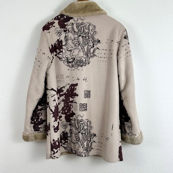 Vintage Y2K 90's Step in Style Women's M Faux Suede Sherpa Lined Pea Coat Jacket - Picture 5 of 11